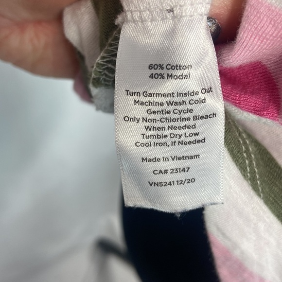 Talbot’s Striped Cotton T-Shirt with Button Detail on Back - Picture 5 of 6